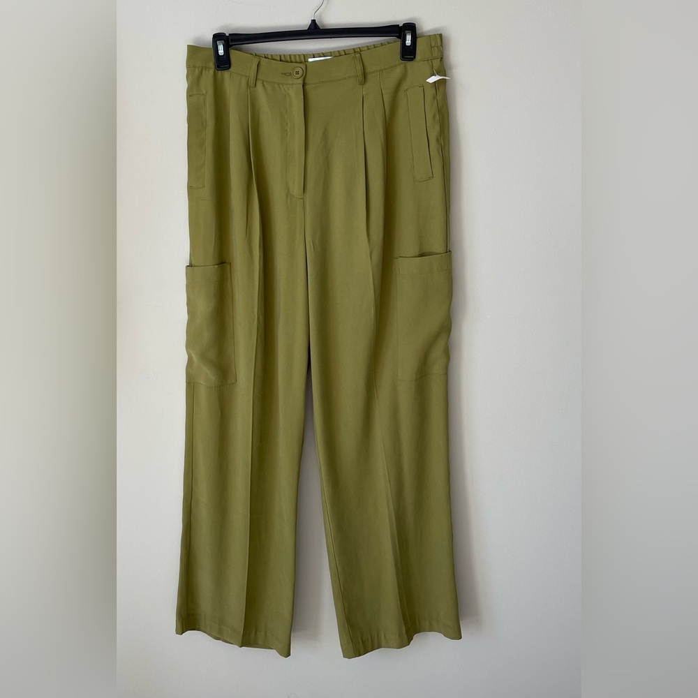 Steve Madden Green Wide-Leg Cargo Pockets Pleated High Waist Pants NWOT Size XL - Picture 4 of 8